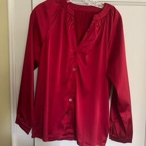 LUXE by LulaRoe Celeste satin blouse red -S-NWT!
